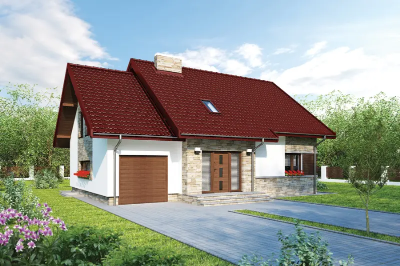 Projekt domu Biały bez - wariant I (podpiwniczony) — wizualizacja