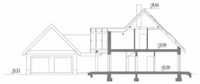 Bocianie gniazdo - wariant I — przekroje 1 (odbicie lustrzane)