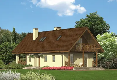 Budynek agroturystyczny (całoroczny) U04a — wizualizacje 1 (odbicie lustrzane)