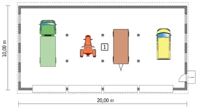 Budynek garażowo-magazynowy GMC01b — rzuty kondygnacji 1 (odbicie lustrzane)