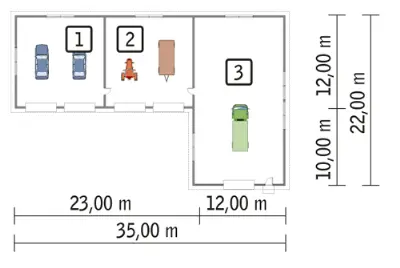 Budynek garażowo-magazynowy GMC12 — rzuty kondygnacji 1