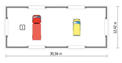 Budynek garażowo-magazynowy GMC15 — rzuty kondygnacji 1