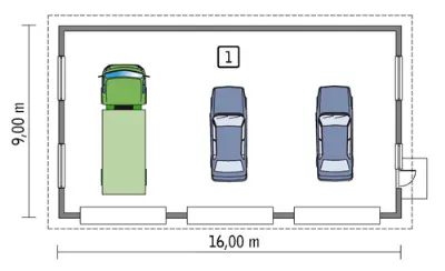 Budynek garażowo-magazynowy GMC20 — rzuty kondygnacji 1 (odbicie lustrzane)