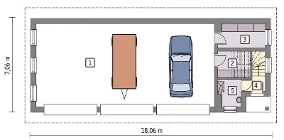 Budynek garażowo-magazynowy z częścią mieszkalną GMC06 — rzuty kondygnacji 1 (odbicie lustrzane)