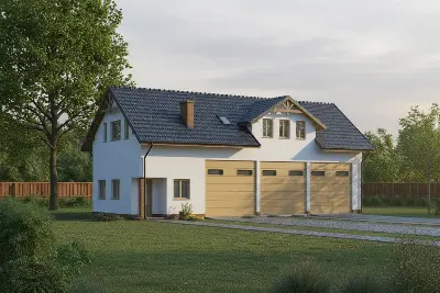 Budynek garażowo-magazynowy z częścią mieszkalną GMC06 — wizualizacje 2