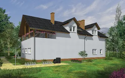 Budynek garażowo-magazynowy z częścią mieszkalną GMC18c — wizualizacje 1