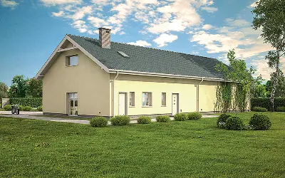 Budynek garażowo-magazynowy z częścią mieszkalną i pom. pomocniczymi GMC56 — wizualizacje 2 (odbicie lustrzane)
