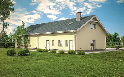 Budynek garażowo-magazynowy z częścią mieszkalną i pom. pomocniczymi GMC56 — wizualizacje 1