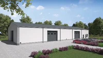 Budynek garażowo-magazynowy z częścią socjalno-biurową GMC05b — wizualizacje 1 (odbicie lustrzane)