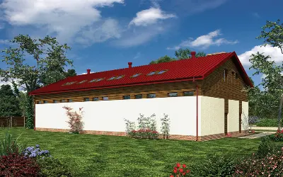 Budynek garażowo-magazynowy z poddaszem mieszkalno-gospodarczym GMC27b — wizualizacje 1