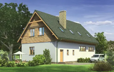 Budynek garażowo-magazynowy z poddaszem mieszkalnym GM07a — wizualizacje 1