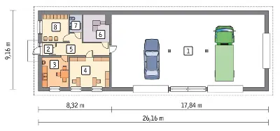 Budynek garażowo-magazynowy z pom. pomocniczymi GMC21c — rzuty kondygnacji 1 (odbicie lustrzane)