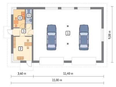 Budynek garażowo-magazynowy z pom. pomocniczymi GMC33d — rzuty kondygnacji 1