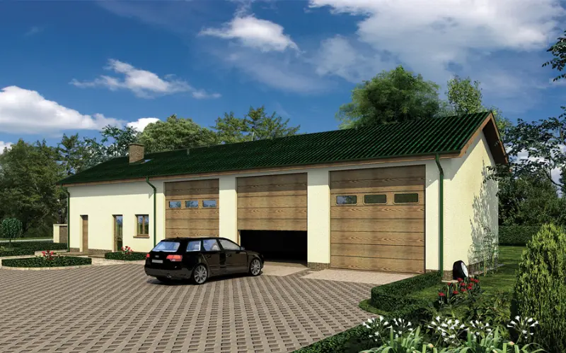 Projekt domu Budynek garażowo-magazynowy z pom. pomocniczymi GMC50 — wizualizacja