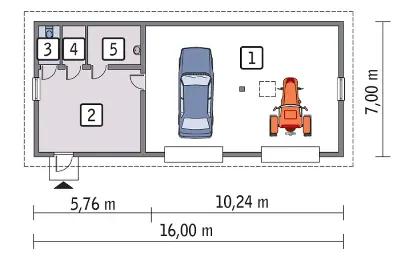Budynek garażowo-magazynowy z pom. pomocniczymi GMC51 — rzuty kondygnacji 1