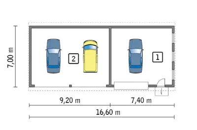 Budynek garażowo-magazynowy z wiatą GMC48c — rzuty kondygnacji 1 (odbicie lustrzane)