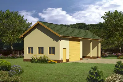 Budynek garażowo-magazynowy z wiatą GMC48c — wizualizacje 1