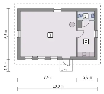 Budynek gospodarczy G15b — rzuty kondygnacji 1 (odbicie lustrzane)