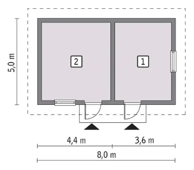 Budynek gospodarczy GC25 — rzuty kondygnacji 1 (odbicie lustrzane)