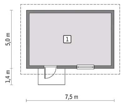 Budynek gospodarczy GC84 — rzuty kondygnacji 1 (odbicie lustrzane)