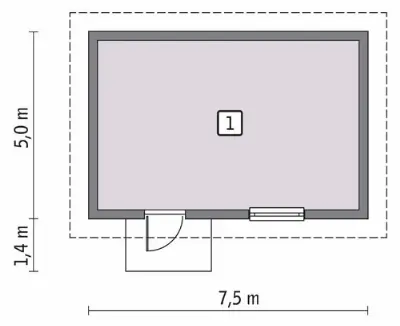 Budynek gospodarczy GC84a — rzuty kondygnacji 1 (odbicie lustrzane)