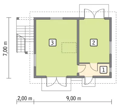 Budynek inwentarsko-gospodarczy IGC04 — rzuty kondygnacji 1 (odbicie lustrzane)