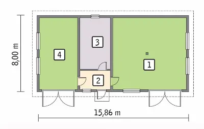 Budynek inwentarsko-gospodarczy IGC17 — rzuty kondygnacji 1 (odbicie lustrzane)