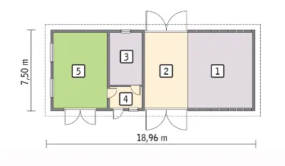 Budynek inwentarsko-gospodarczy IGC18 — rzuty kondygnacji 1 (odbicie lustrzane)
