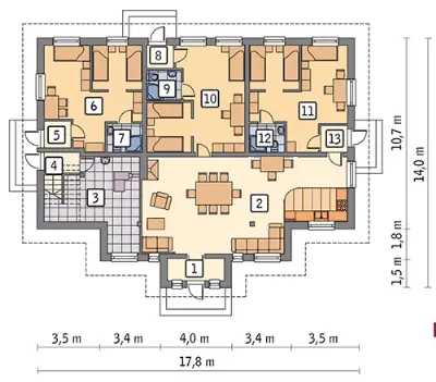 Budynek mieszkalny UC19a — rzuty kondygnacji 1