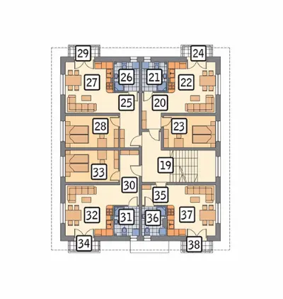Budynek mieszkalny UC47b — rzuty kondygnacji 2