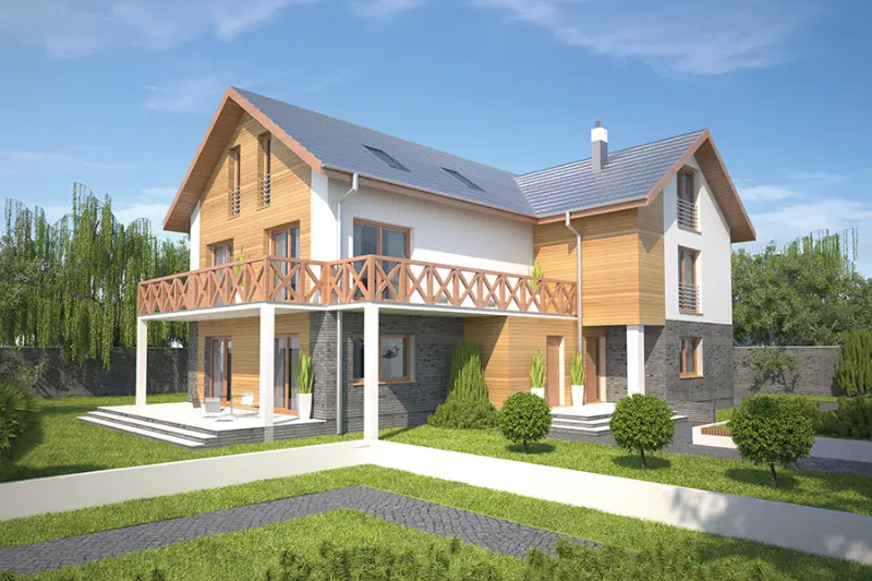 Projekt domu Budynek mieszkalny (z pokojami gościnnymi) UC70 — wizualizacja