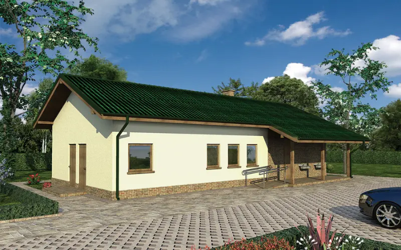 Projekt domu Budynek sanitarny, sezonowy UC54 — wizualizacja