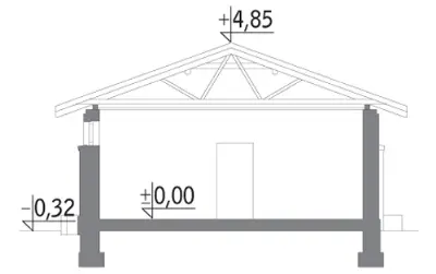 Budynek usługowy U03 — przekroje 1 (odbicie lustrzane)