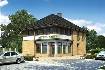 Budynek usługowy U27 — wizualizacje 1 (odbicie lustrzane)