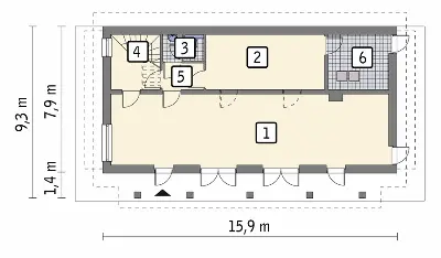 Budynek usługowy U32 — rzuty kondygnacji 1 (odbicie lustrzane)