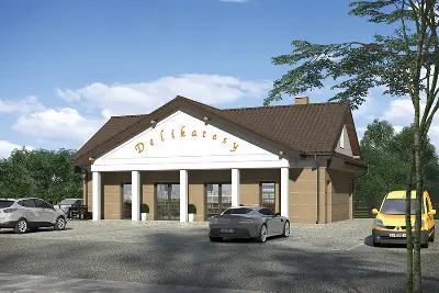 Budynek usługowy U32 — wizualizacje 1 (odbicie lustrzane)