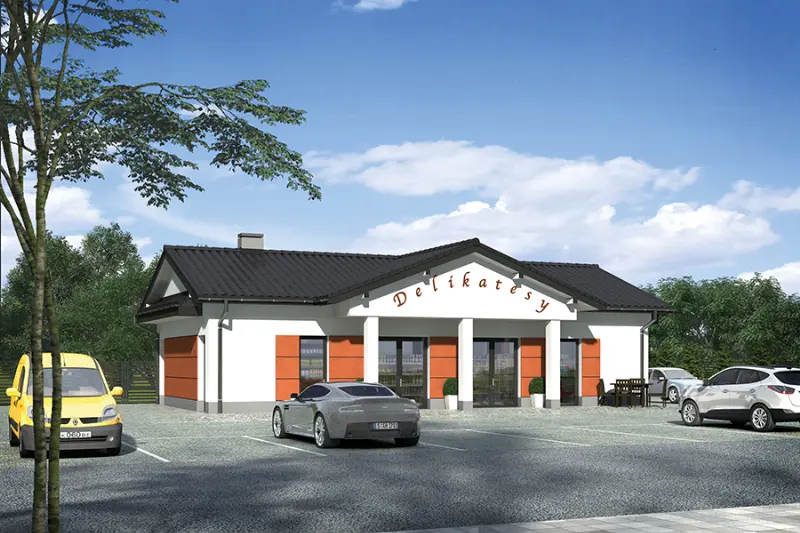 Projekt domu Budynek usługowy U32a — wizualizacja