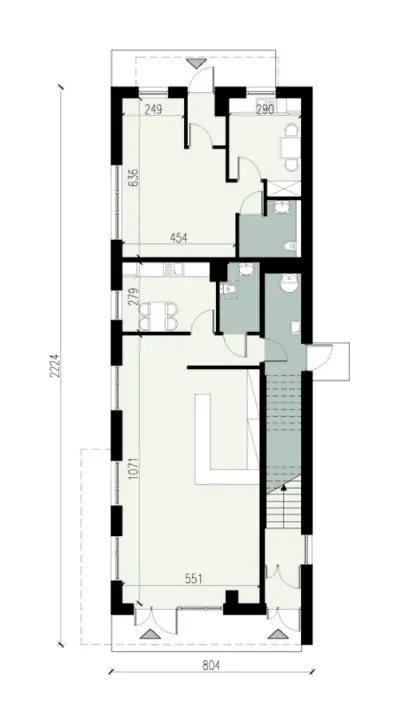 Budynek usługowy U33 — rzuty kondygnacji 1 (odbicie lustrzane)