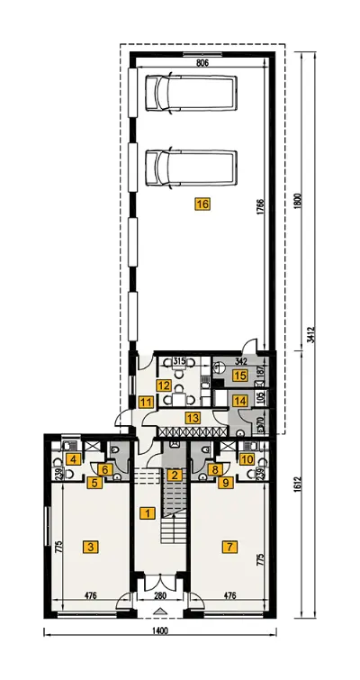 Budynek usługowy U34a — rzuty kondygnacji 1