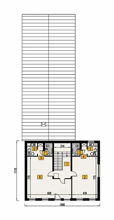 Budynek usługowy U34a — rzuty kondygnacji 2 (odbicie lustrzane)