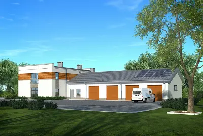 Budynek usługowy U34a — wizualizacje 2 (odbicie lustrzane)