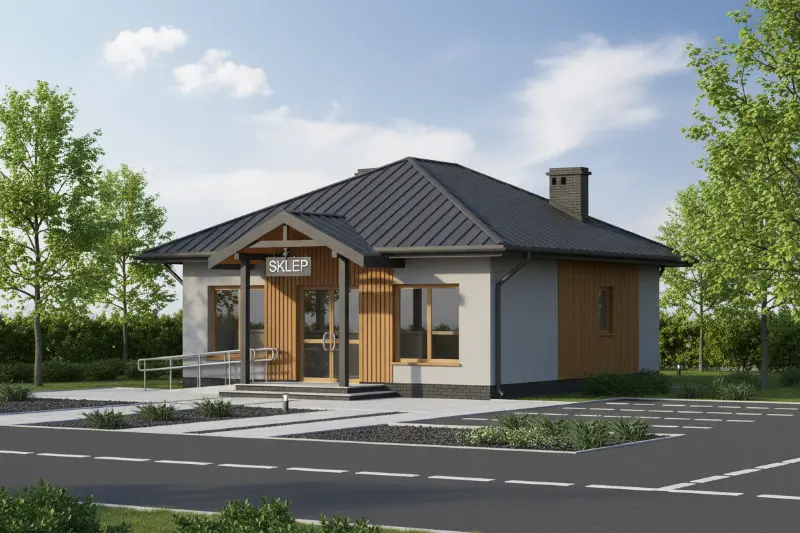 Projekt domu Budynek usługowy UC01 — wizualizacja