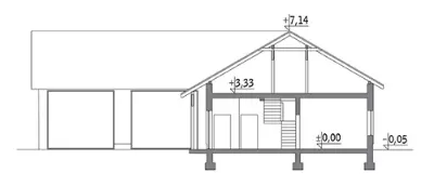 Budynek usługowy UC02a — przekroje 1 (odbicie lustrzane)