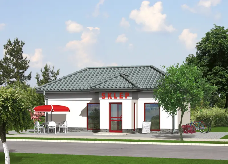 Projekt domu Budynek usługowy UC05a — wizualizacja