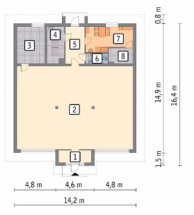 Budynek usługowy UC05b — rzuty kondygnacji 1