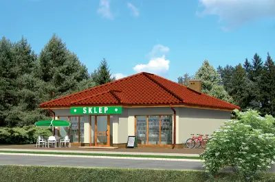 Projekt domu Budynek usługowy UC05c — wizualizacja