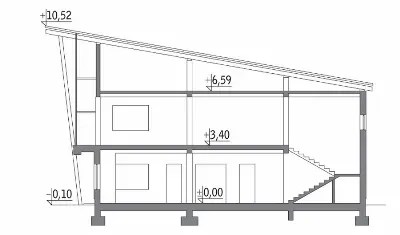 Budynek usługowy UC13 — przekroje 1 (odbicie lustrzane)