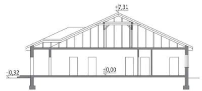 Budynek usługowy UC31 — przekroje 1 (odbicie lustrzane)