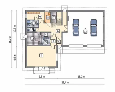 Budynek usługowy UC35a — rzuty kondygnacji 1 (odbicie lustrzane)