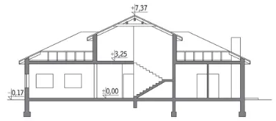 Budynek usługowy UC44 — przekroje 1 (odbicie lustrzane)